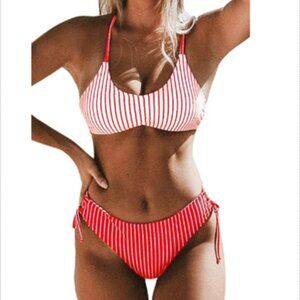 Women's Bikini Swimsuit Striped Reversible Bottom